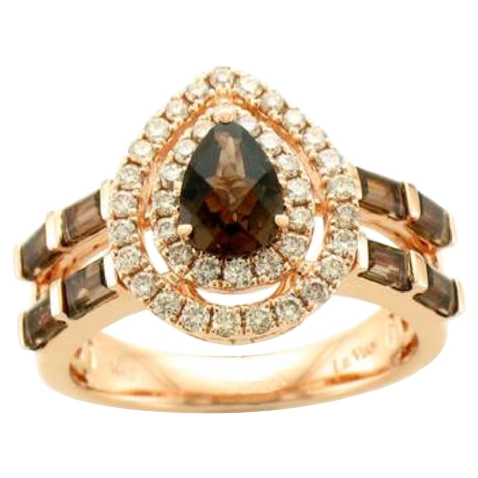 Le Vian Ring mit Schokoladenquarz und nudefarbenen Diamanten aus 14 Karat Erdbeer