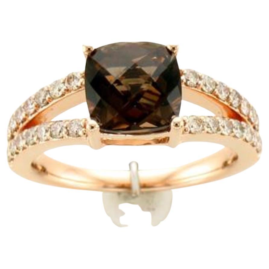 Le Vian Ring Featuring Chocolate Quartz Nude Diamonds Set in 14K Strawberry For Sale