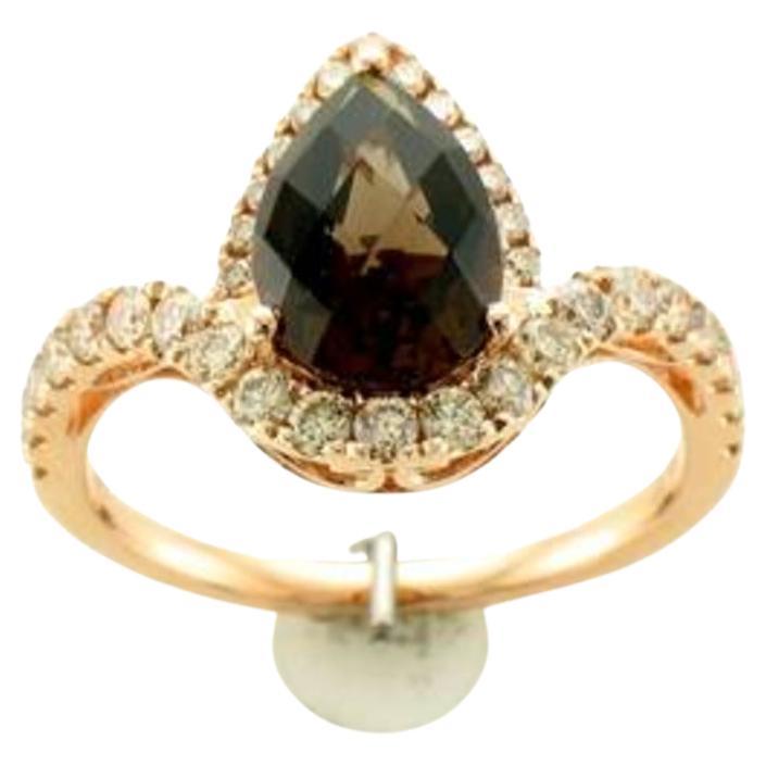 Le Vian Ring Featuring Chocolate Quartz Nude Diamonds Set in 14K Strawberry For Sale