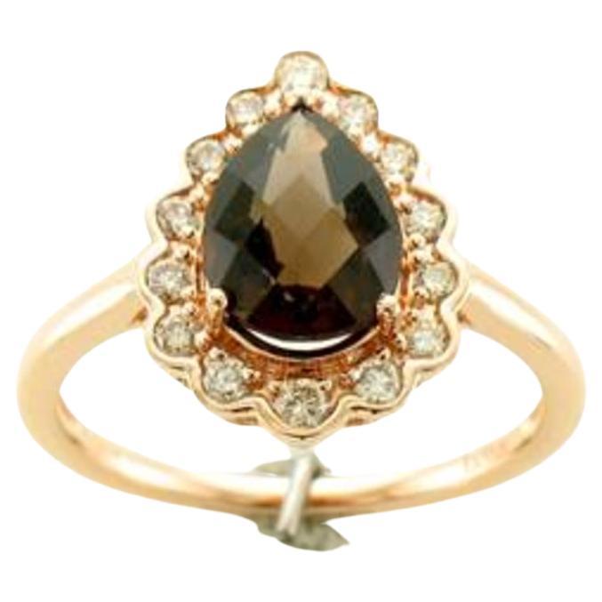 Le Vian Ring Featuring Chocolate Quartz Nude Diamonds Set in 14K Strawberry  For Sale