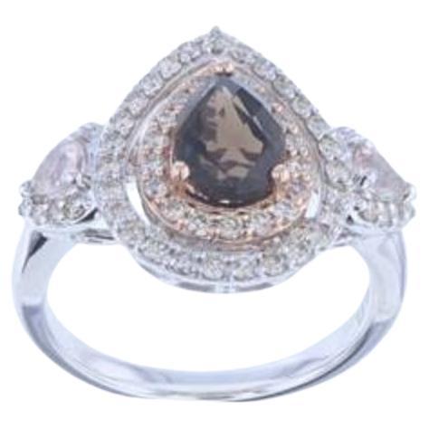 Le Vian Ring Featuring Chocolate Quartz, Peach Morganite Nude Diamonds Set For Sale