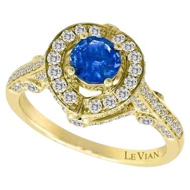 Le Vian Ring Featuring Cornflower Sapphire Vanilla Diamonds Set in 14K Honey For Sale