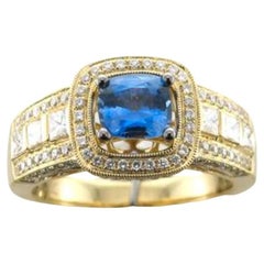 Le Vian Ring mit Kornblume Saphir Vanille Diamanten in 18K Honig