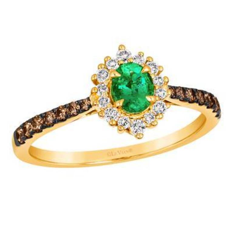 Le Vian Ring featuring Costa Smeralda Emeralds Chocolate Diamonds For Sale