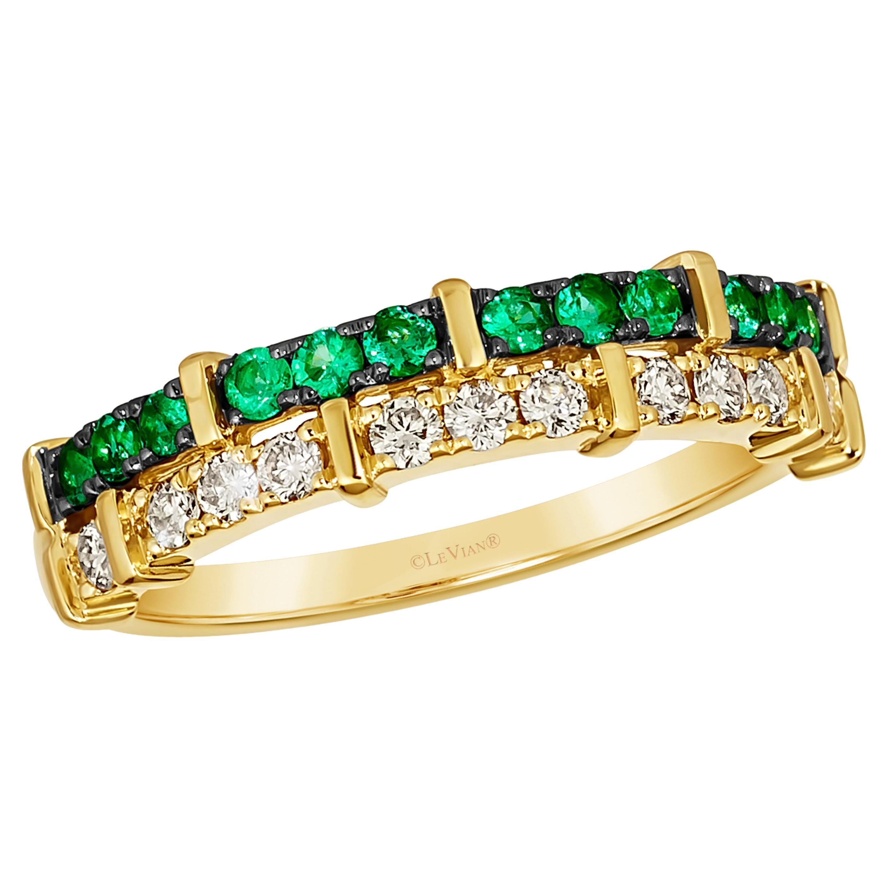 Le Vian Ring Featuring COSTA Smeralda Emeralds Nude Diamonds Set in 14K Honey