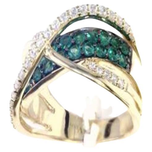 Le Vian Ring Featuring COSTA Smeralda Emeralds Vanilla Diamonds Set in 14k For Sale