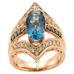 Le Vian Ring mit tiefseeblauem Topas und schokoladenbraunen Diamanten, nudefarbenen Diamanten