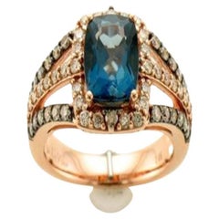 Le Vian Ring mit tiefseeblauem Topas und schokoladenbraunen Diamanten, nudefarbenen Diamanten