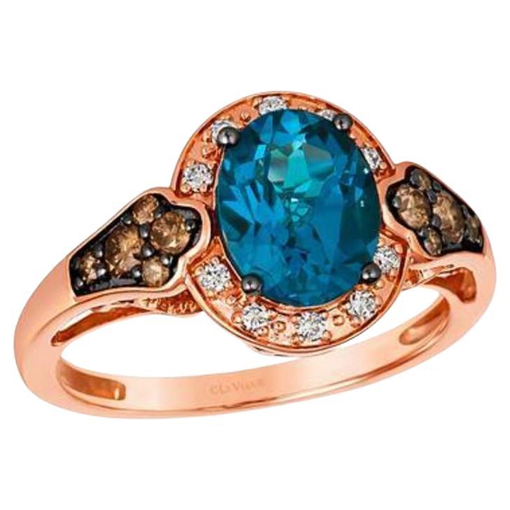 Le Vian Ring mit tiefseeblauem Topas und schokoladenbraunen Diamanten, nudefarbenen Diamanten im Angebot