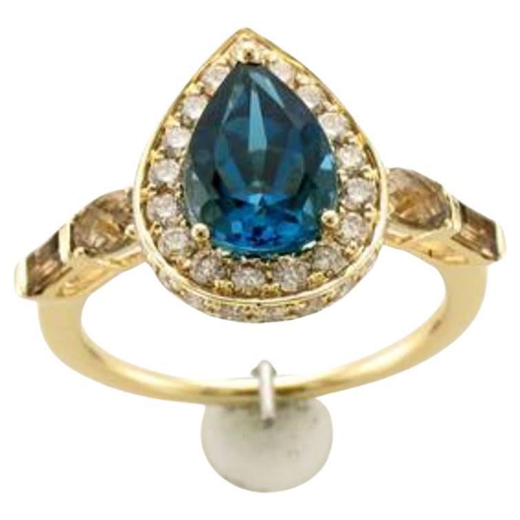 Le Vian Ring mit tiefseeblauem Topas, schokoladenbraunem Quarz und nudefarbenen Diamanten