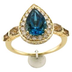 Bague Le Vian avec topaze bleue des mers profondes, quartz chocolat et diamants couleur chair