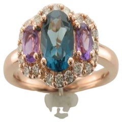 Le Vian Ring Featuring Deep Sea Blue Topaz, Grape Amethyst Nude Diamonds