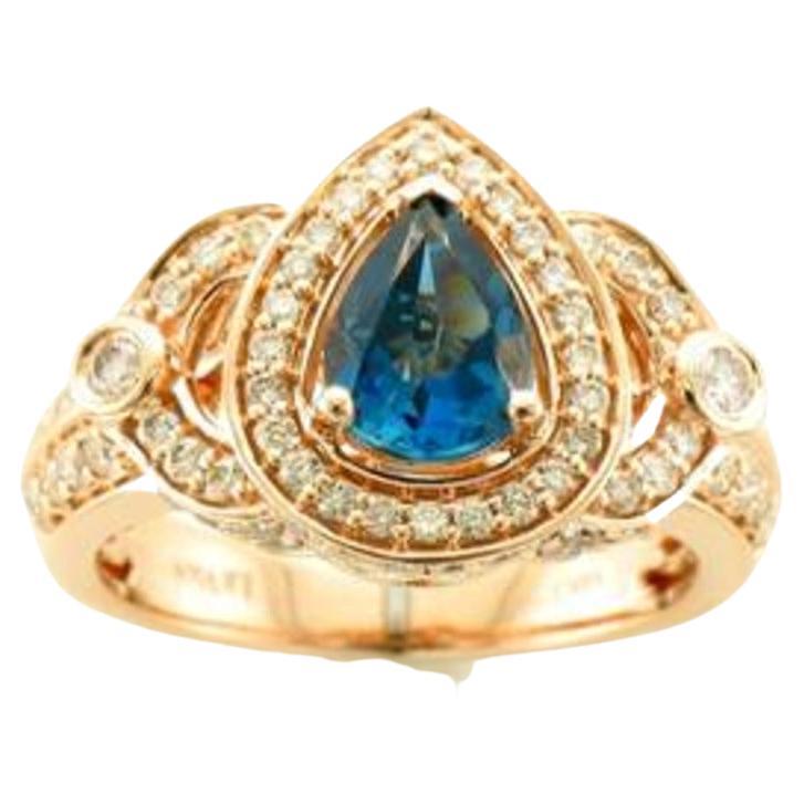 Le Vian Ring Featuring Deep Sea Blue Topaz Nude Diamonds, Chocolate Diamonds For Sale