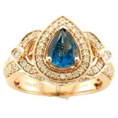 Le Vian Ring mit tiefseeblauem Topas und nudefarbenen Diamanten, schokoladenbraunen Diamanten