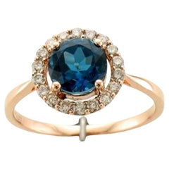 Le Vian Ring Featuring Deep Sea Blue Topaz Nude Diamonds Set in 14K