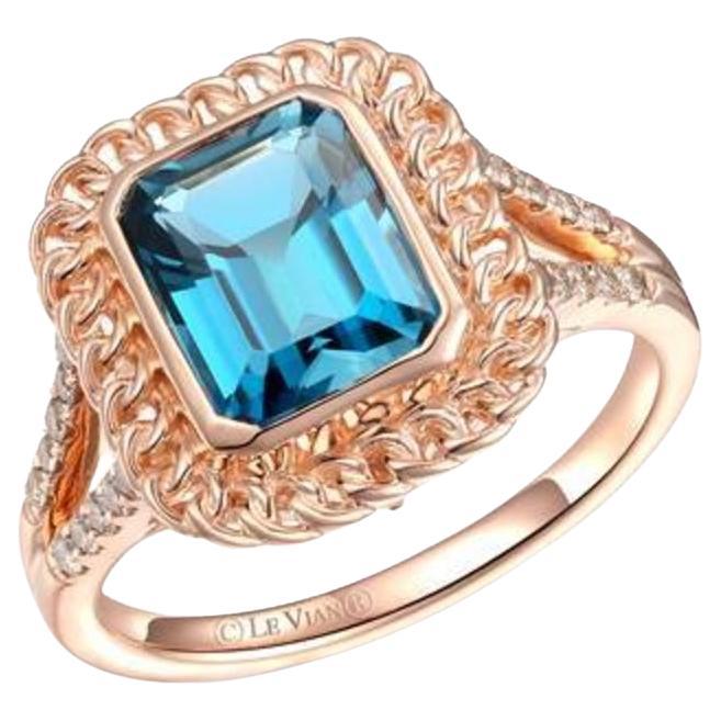 Le Vian Ring Featuring Deep Sea Blue Topaz Nude Diamonds Set In 14k For