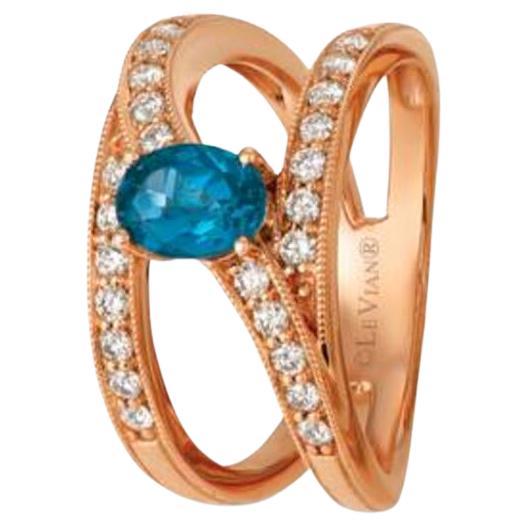 Le Vian Ring Featuring Deep Sea Blue Topaz Nude Diamonds Set in 14k For Sale
