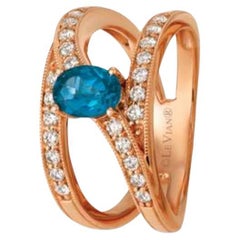 Le Vian Ring Featuring Deep Sea Blue Topaz Nude Diamonds Set in 14k