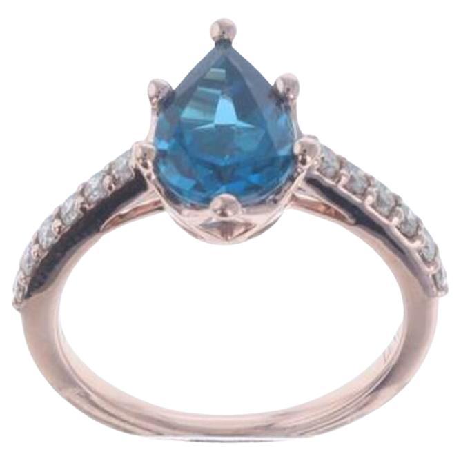 Le Vian Ring mit tiefseeblauem Topas und nudefarbenen Diamanten in 14 Karat gefasst 