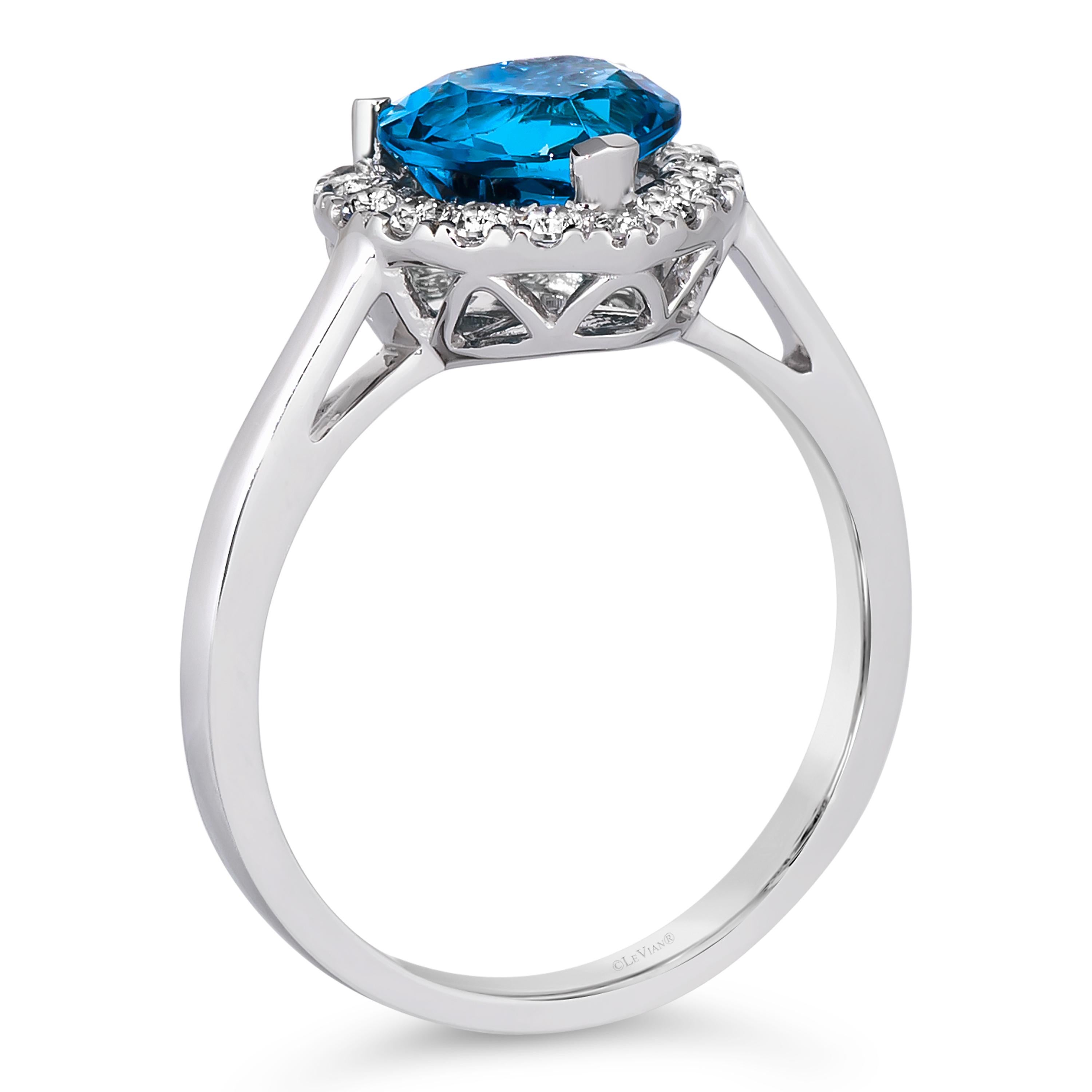 Le Vian® Ring featuring 1 1/2 cts. Deep Sea Blue Topaz™, 1/4 cts. Vanilla Topaz™, set in 14K Vanilla Gold®
