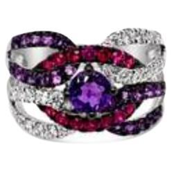 Le Vian Ring Featuring Grape Amethyst, Bubble Gum Pink Sapphire For Sale