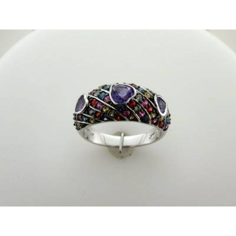 Le Vian Ring Featuring Grape Amethyst, Multicolor Sapphire Set in 14K For Sale