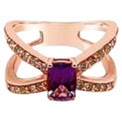Le Vian Ring Featuring Grape Amethyst Nude Diamonds Set in 14K Strawberry For Sale