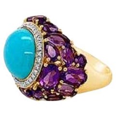 Bague Le Vian avec améthyste de forme raisin, Robins Egg Blue Turquoise Vanilla Diamond