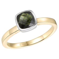 Le Vian Ring aus 14 Karat zweifarbigem Gold mit grünem Turmalin und Jägern