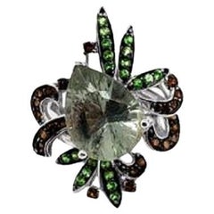Le Vian Ring Featuring Mint Quartz, Chocolate Quartz, Forest Green Tsavorite