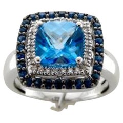 Le Vian Ring Featuring Ocean Blue Topaz, Blueberry Sapphire Vanilla Diamonds