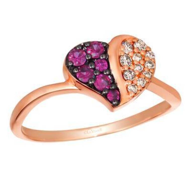 Le Vian Ring Featuring Passion Ruby Nude Diamonds Set in 14k Strawberry Gold For Sale