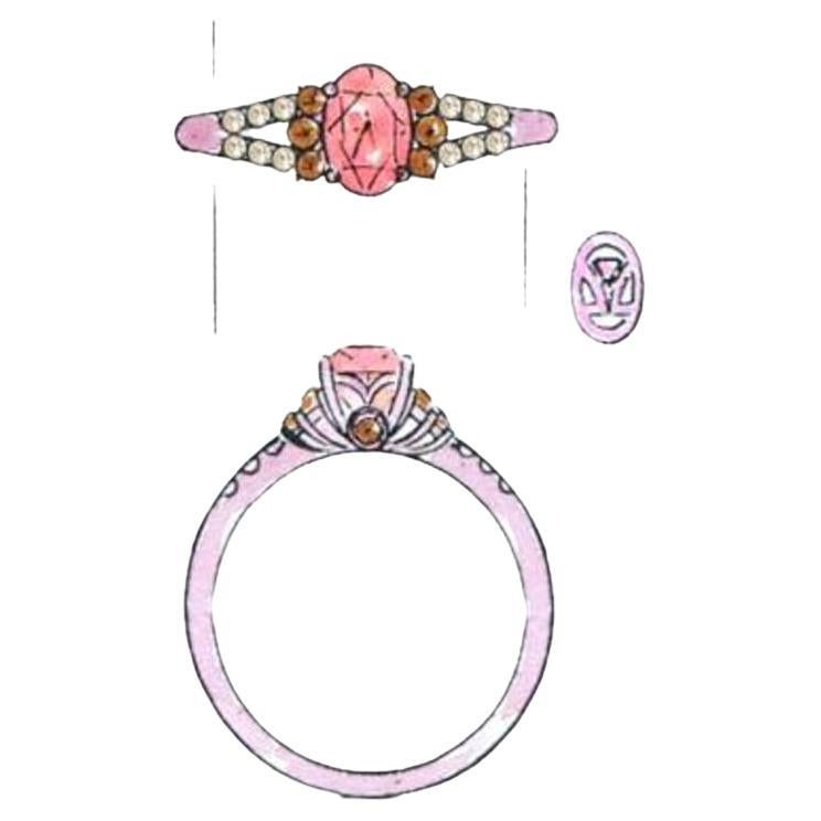 Le Vian-Ring mit pfirsichfarbenem Morganit und schokoladenbraunen Diamanten im Angebot