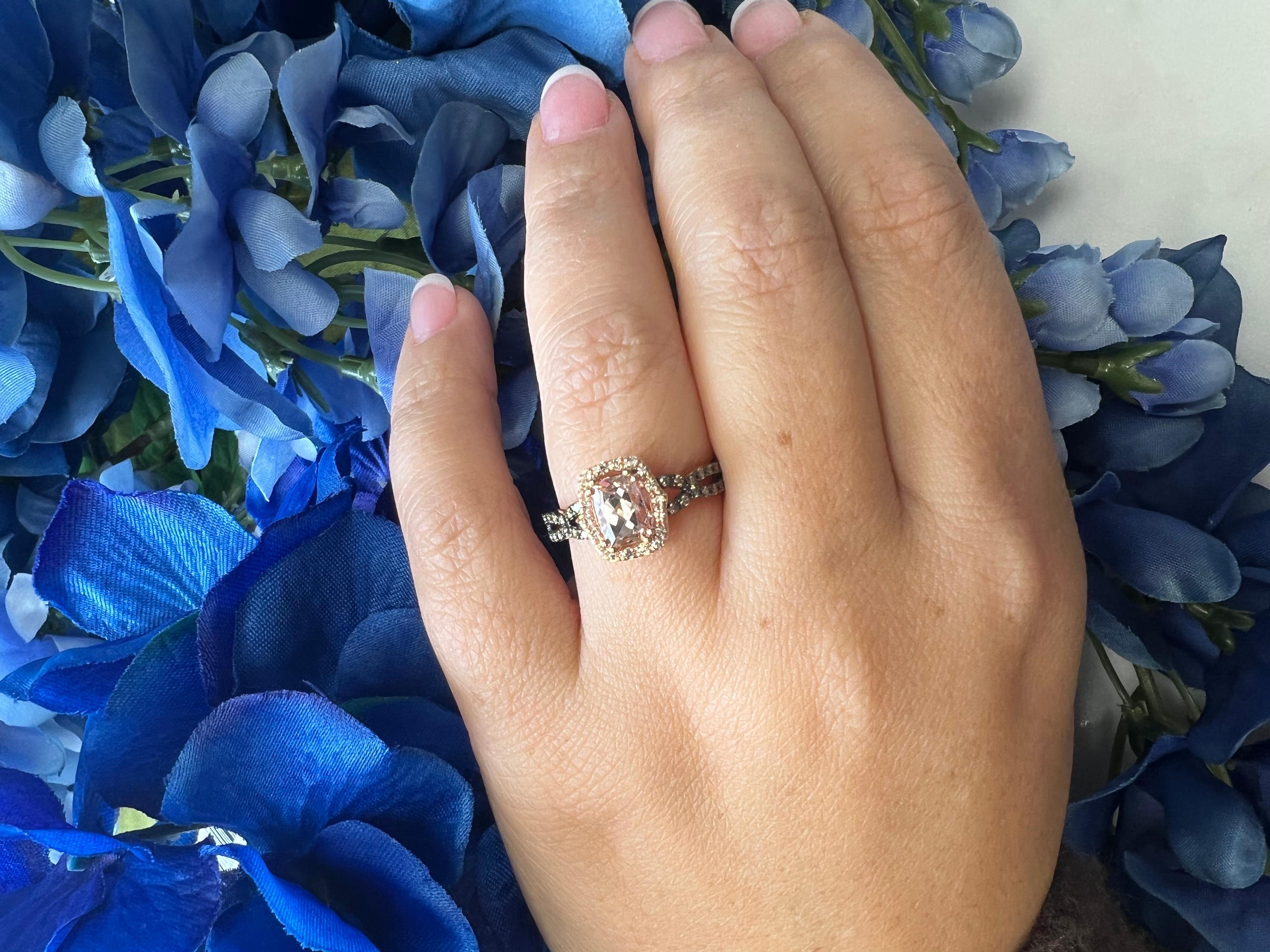 Women's Le Vian Ring Featuring Peach Morganite Nude Diamonds, Chocolate Diamonds For Sale