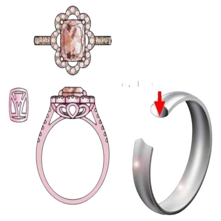 Le Vian Ring mit pfirsichfarbenem Morganit, nudefarbenen Diamanten und schokoladenbraunen Diamanten