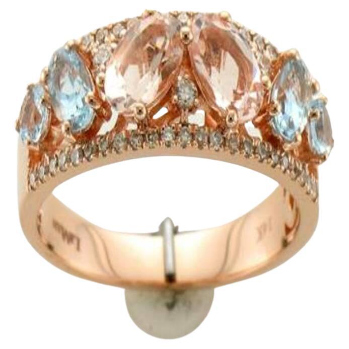 Le Vian Ring Featuring Peach Morganite, Sea Blue Aquamarine Vanilla Diamonds For Sale