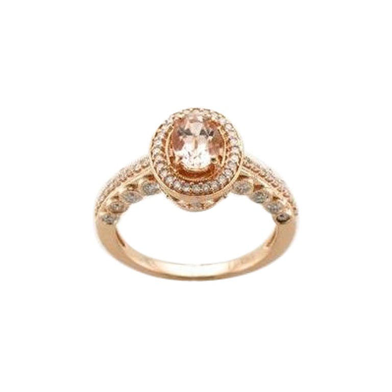 Bague Le Vian ornée d'une Morganite Vanilla de couleur pêche et de diamants en or 14 carats
