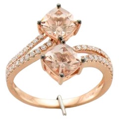 Le Vian Ring mit pfirsichfarbenem Morganit und Vanilla-Diamanten aus 14 Karat Erdbeer