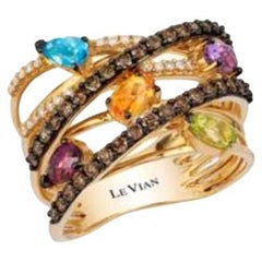 Le Vian Ring Featuring Raspberry Rhodolite, Blue Topaz, Cinnamon Citrine