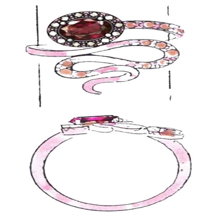 Le Vian Ring mit Himbeer-Ring aus Rhodolith und schokoladenbraunen Diamanten im Angebot