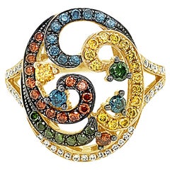 Le Vian Ring Featuring Red/Yellow/White/Fancy Diamonds, 14 Karat Honey Gold