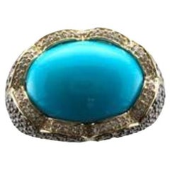Le Vian Ring Featuring Robins Egg Blue Turquoise Chocolate Diamonds, Vanilla