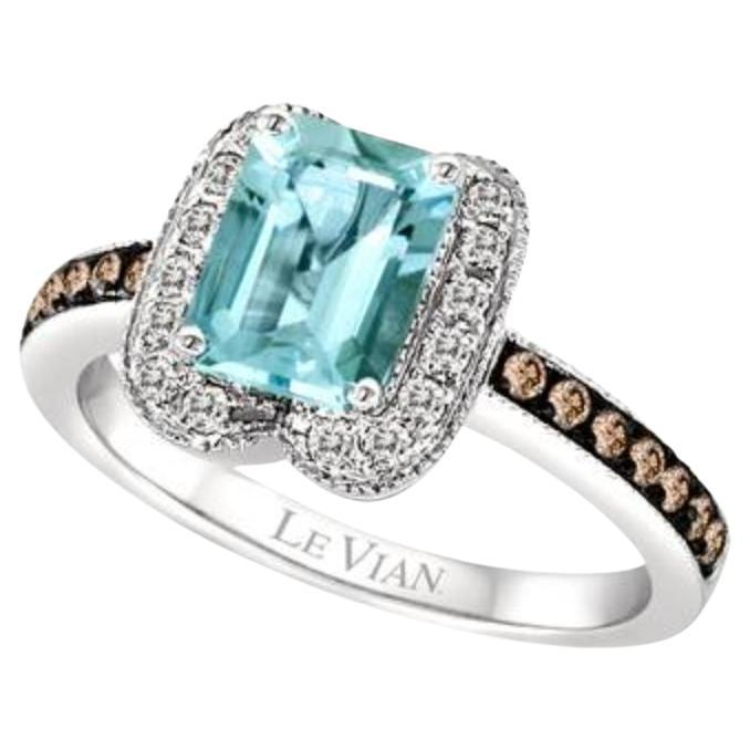 Le Vian Ring featuring Sea Blue Aquamarine Chocolate Diamonds For Sale