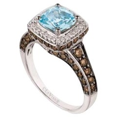 Ring aus Meeresblauem Aquamarin mit schokoladenbraunen Diamanten von Le Vian