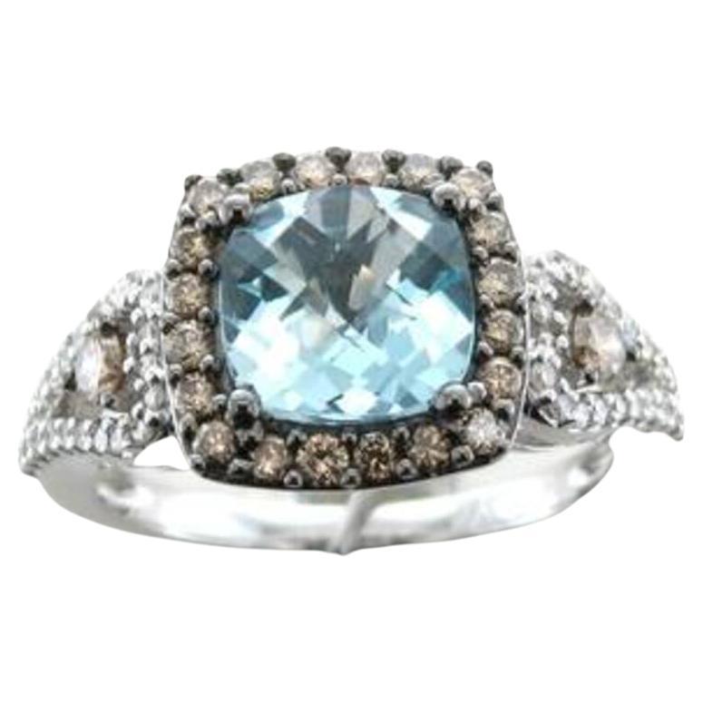 Le Vian Ring Featuring Sea Blue Aquamarine Chocolate Diamonds For Sale