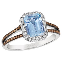 Ring von Le Vian mit meerblauem Aquamarin und schokoladenbraunen Diamanten, nudefarbenen Diamanten