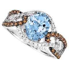 Le Vian Ring Featuring Sea Blue Aquamarine Chocolate Diamonds, Vanilla