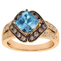 Le Vian Ring Featuring Sea Blue Aquamarine Chocolate Diamonds, Vanilla