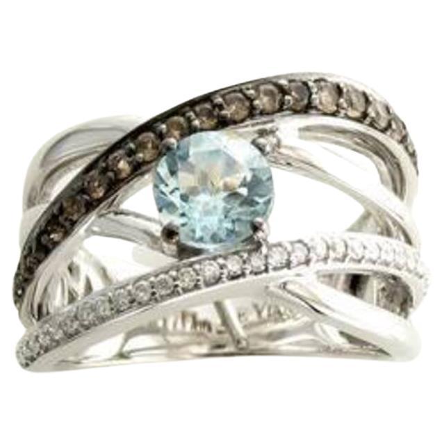 Le Vian Ring featuring Sea Blue Aquamarine, Chocolate Quartz Vanilla Diamonds For Sale