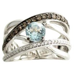 Le Vian Ring featuring Sea Blue Aquamarine, Chocolate Quartz Vanilla Diamonds